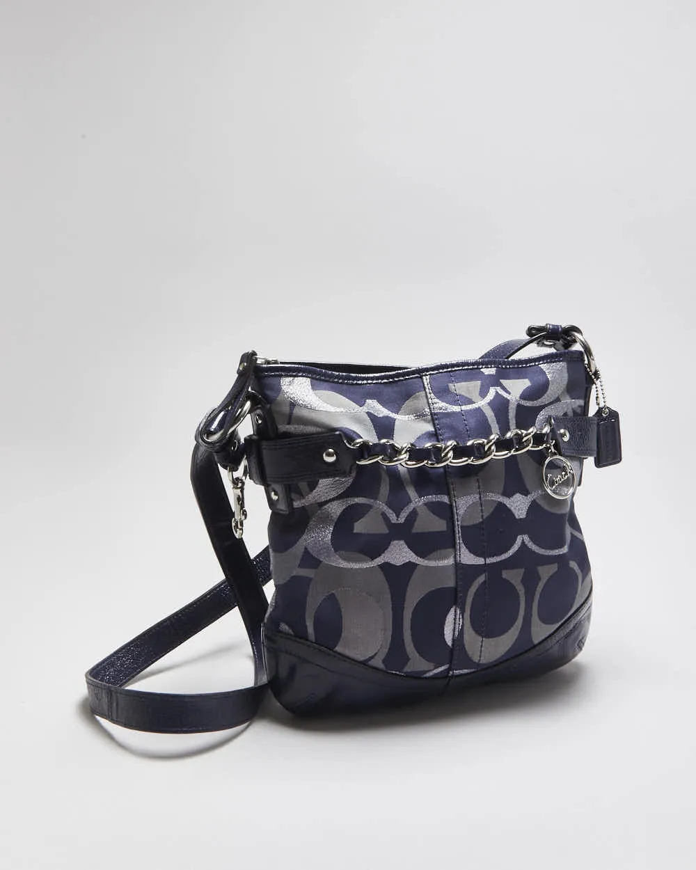 Vintage Y2K 00s Coach Optic Metallic Signature Jacquard Canvas Crossbody Bag sold by Rokit