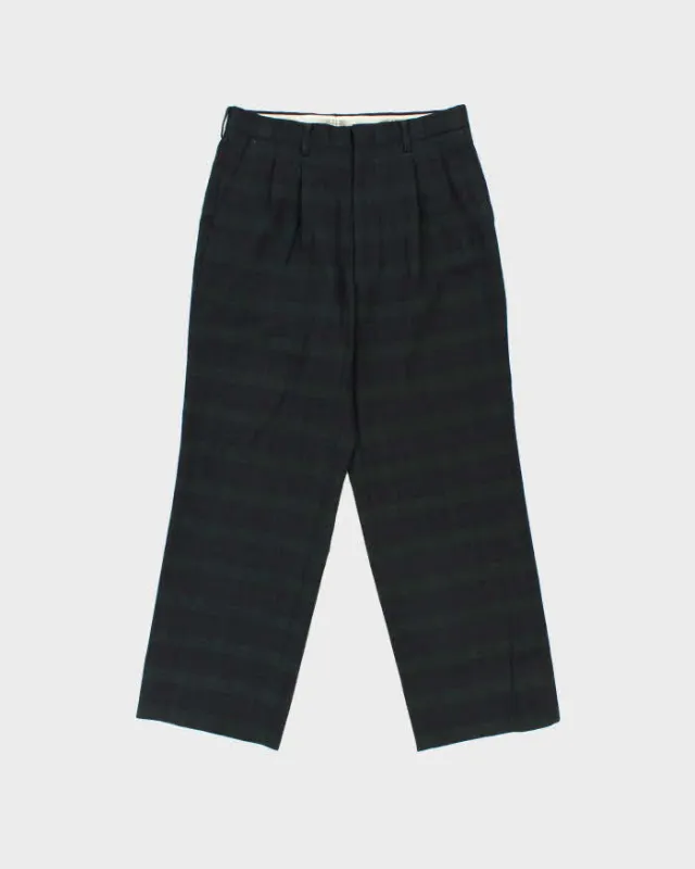 Vintage 1990s Pure Wool Tartan Pleated Wide Leg Trousers - W29 L27 sold by Rokit