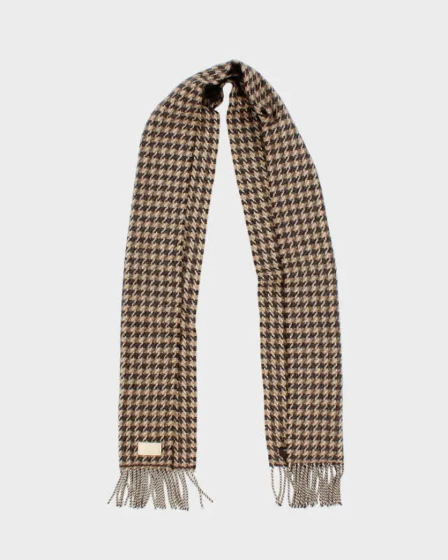 Vintage Coach Cashmere Blend Houndstooth Brown Unisex Scarf sold by Rokit