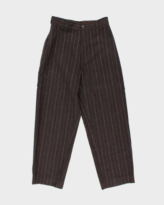 Vintage 00s Tommy Hilfiger Wool Blend Pinstriped Wide Leg Trousers - W30 L30 sold by Rokit