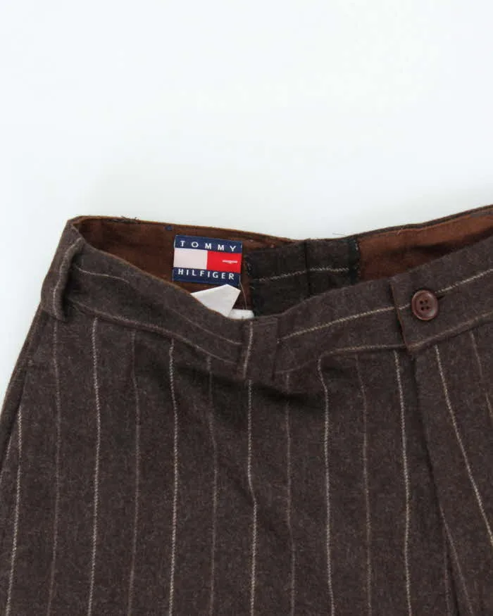 Vintage 00s Tommy Hilfiger Wool Blend Pinstriped Wide Leg Trousers - W30 L30 sold by Rokit product image thumbnail 3
