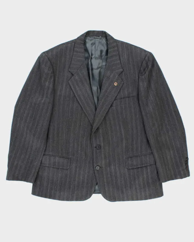 Vintage 1980s Yves Saint Laurent Wool Pinstriped Single Breasted Oversized Blazer - L made by Yves Saint Laurent