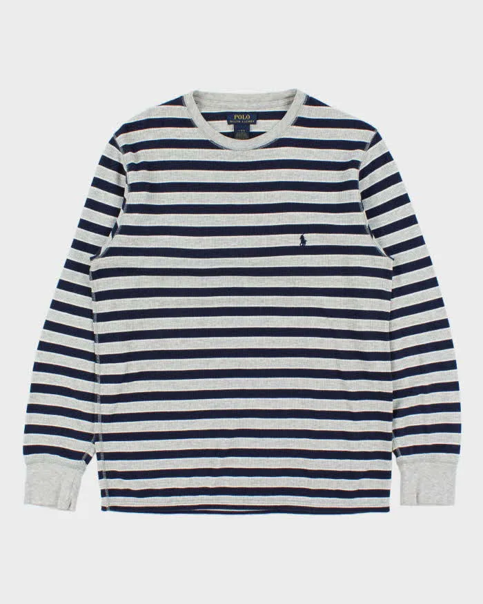 Vintage Ralph Lauren Stripe Waffle Long Sleeve T-shirt - L sold by Rokit