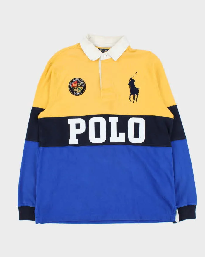 Vintage Polo Ralph Lauren Large Pony Spell Out Long Sleeve Rugby Shirt - L sold by Rokit