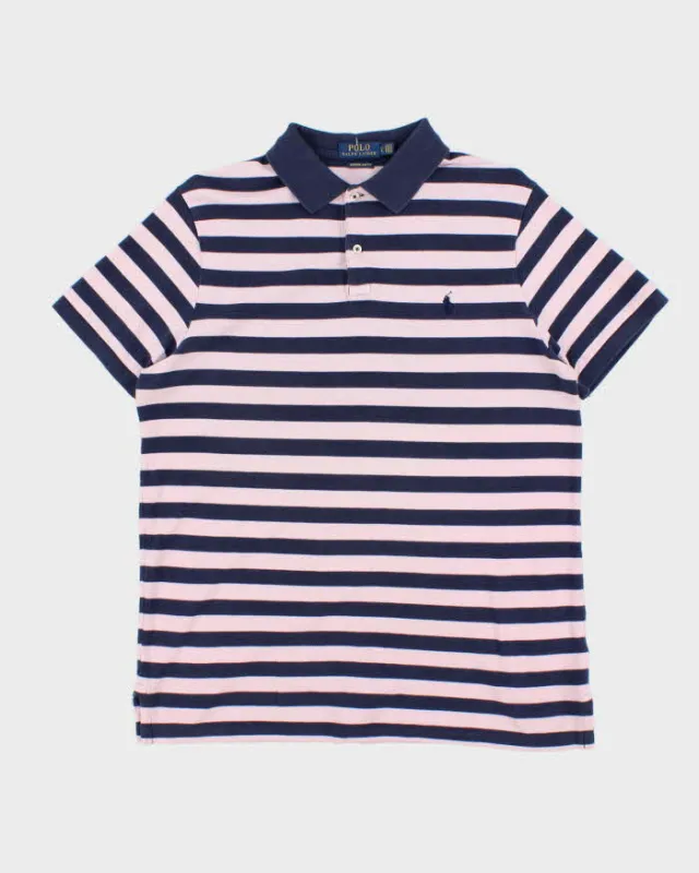 Vintage Polo Ralph Lauren Striped Custom Slim Fit Polo Shirt - L sold by Rokit