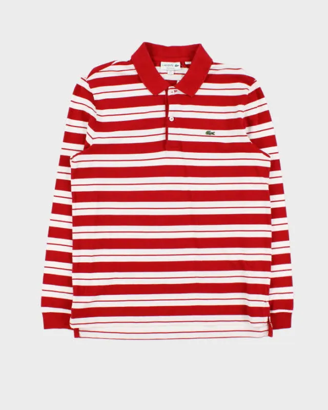 Vintage Lacoste Striped Long Sleeve Polo Shirt - L sold by Rokit