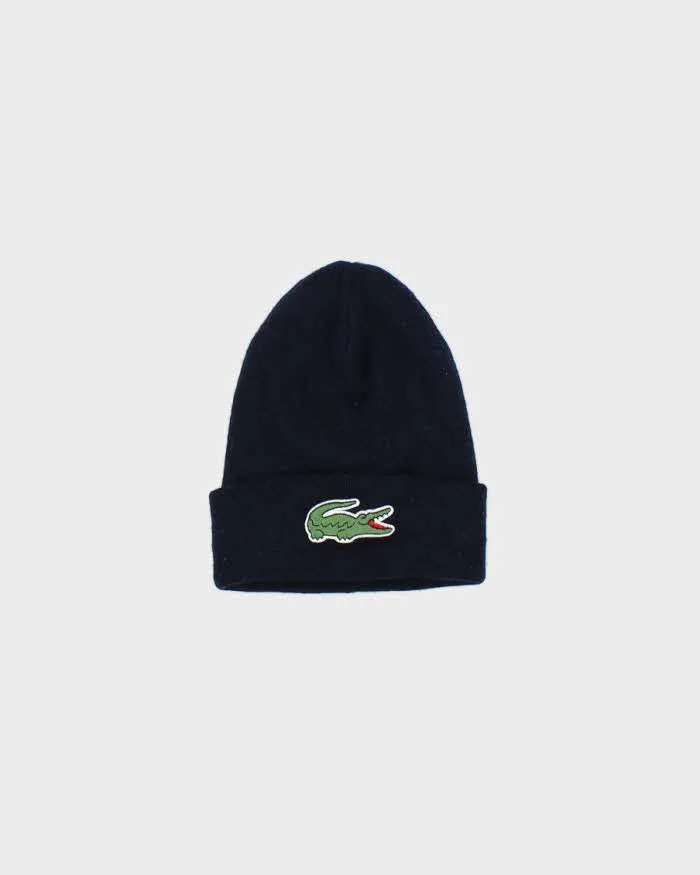 Vintage Lacoste Navy Large Croc Wool Blend Beanie - O/S sold by Rokit