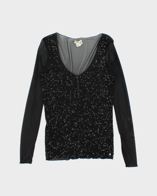 Vintage Y2k 00s Ralph Lauren Sequin Mesh Top - M sold by Rokit
