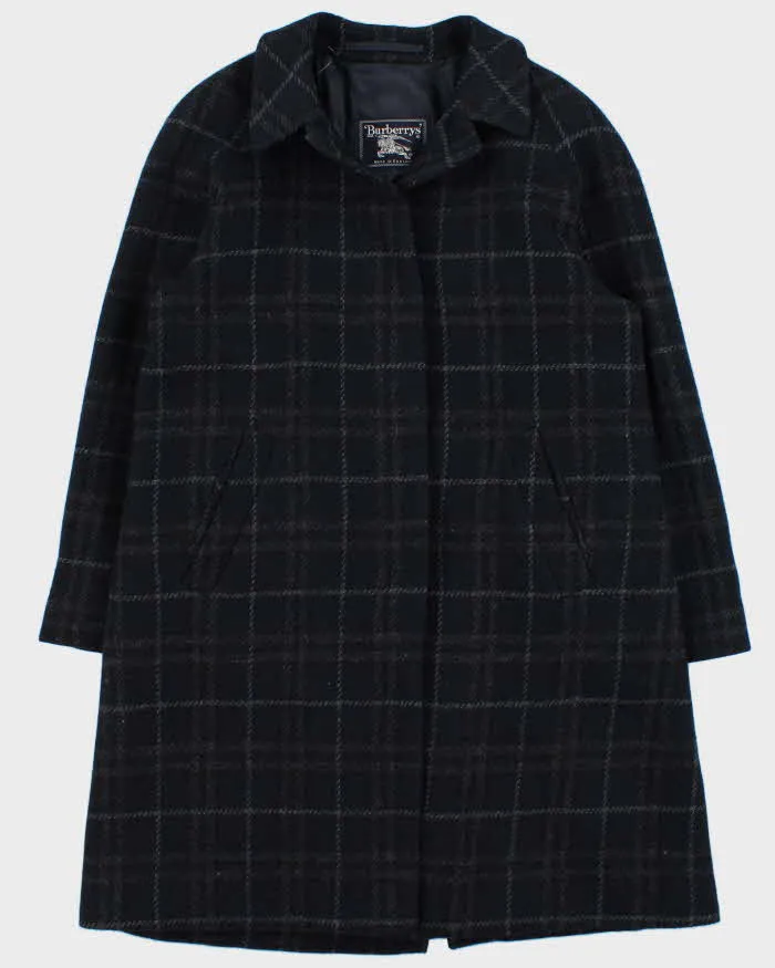 Vintage 1990s Women's Navy Burberry Nova Check Wool Overcoat - M sold by Rokit