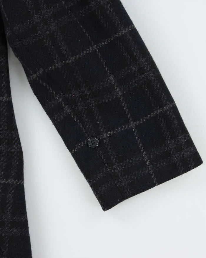 Vintage 1990s Women's Navy Burberry Nova Check Wool Overcoat - M sold by Rokit product image thumbnail 5