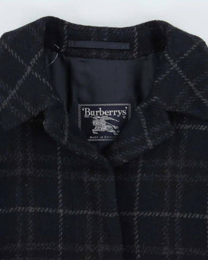Vintage 1990s Women's Navy Burberry Nova Check Wool Overcoat - M sold by Rokit product image thumbnail 3