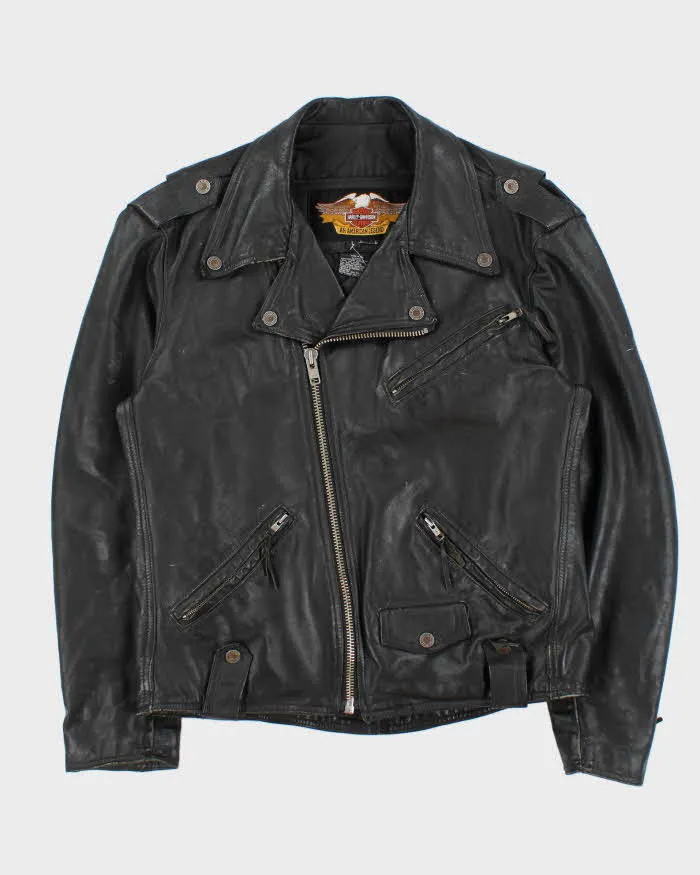 Vintage 1990s Limited Edition Harley Davidson Cowhide Leather Classic Biker Jacket - L sold by Rokit