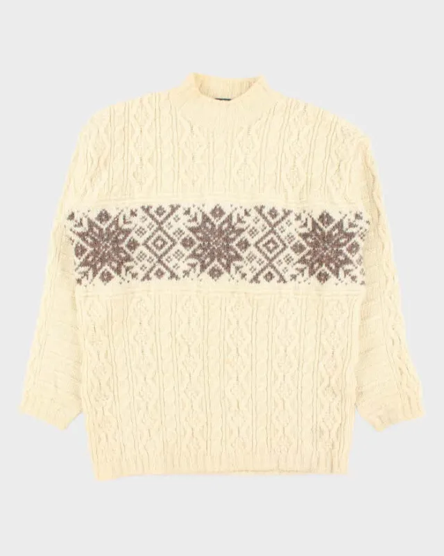 Vintage 1990s Paul James English Made Chunky Nordic High-Neck Oversized Knit Jumper - S sold by Rokit