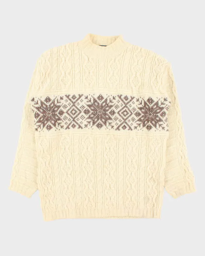 Vintage 1990s Paul James English Made Chunky Nordic High-Neck Oversized Knit Jumper - S sold by Rokit