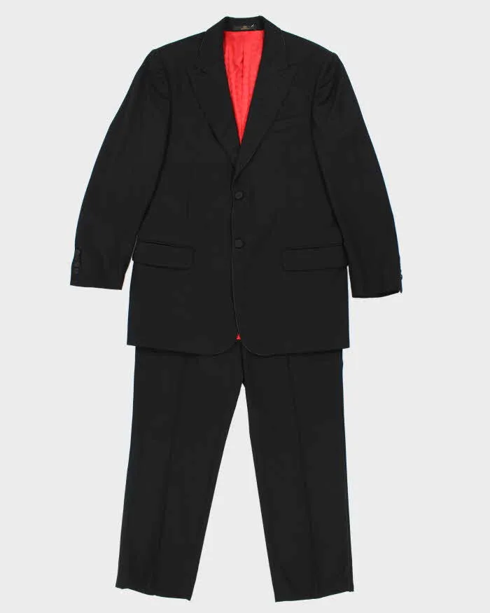 Vintage 00s Valentino Garavani Satin Detailed Wool Two-Piece Straight Leg Suit - L sold by Rokit