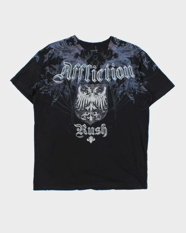 Vintage Y2K 00s Affliction Gothic Distressed Hem Crewneck T-Shirt - M sold by Rokit