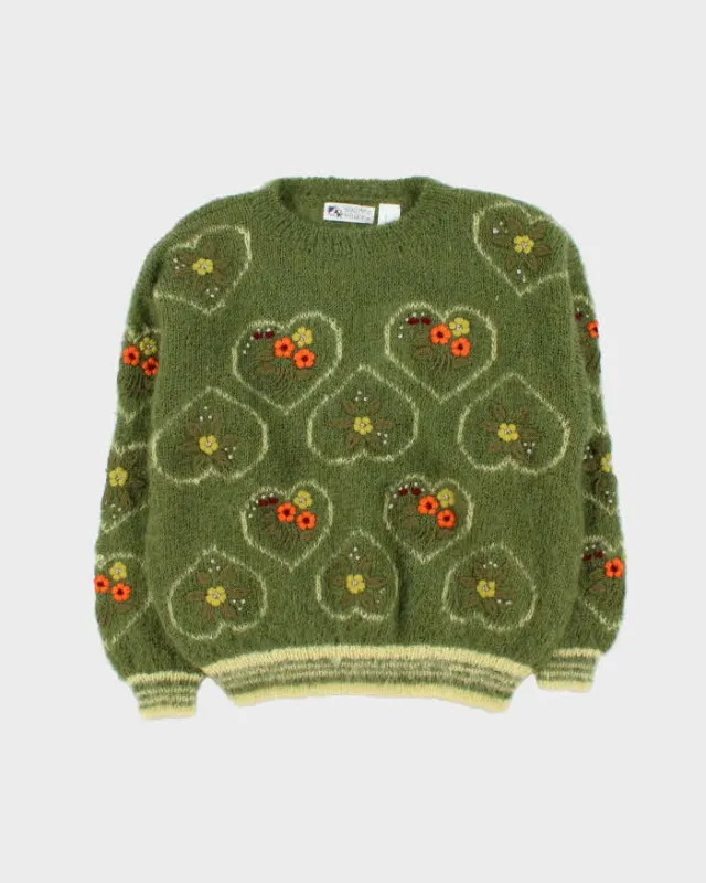 Vintage 1990s Women's Mohair Embroidered Chunky Oversized Crewneck Knit - L sold by Rokit