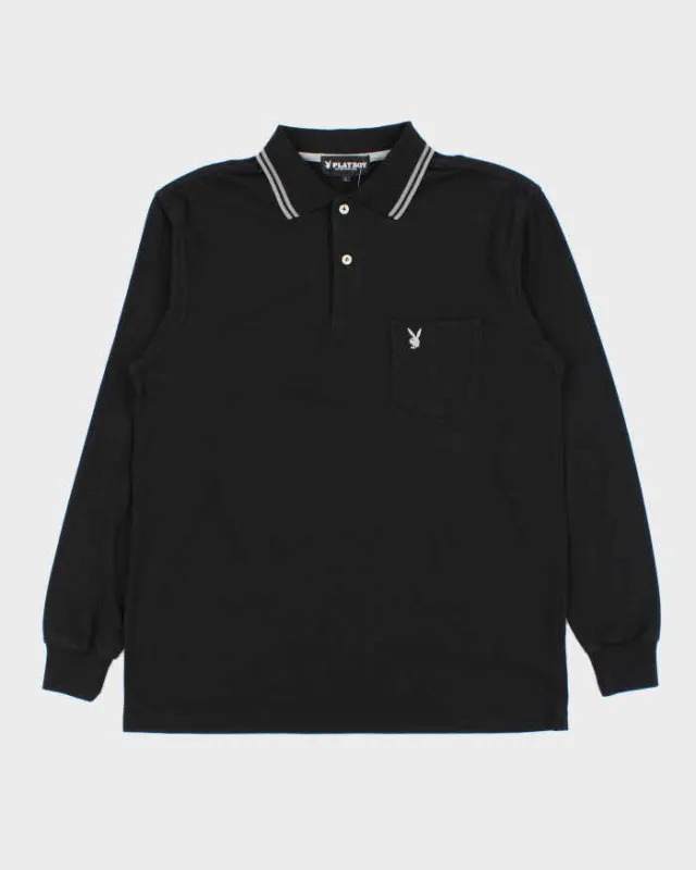 Vintage Y2K 00s Playboy Embroidered Pocket Long Sleeve Polo Shirt - L sold by Rokit