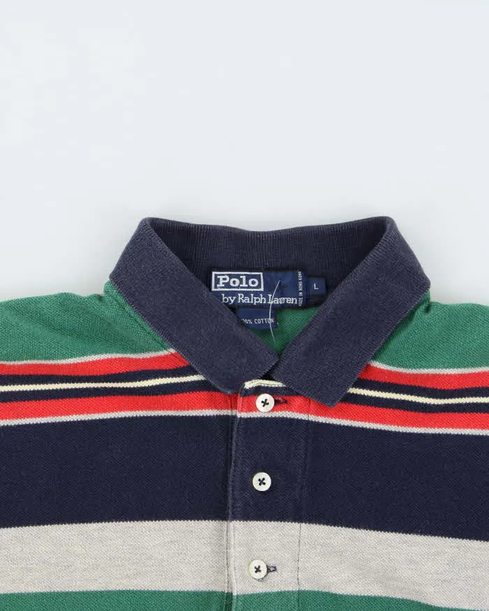 Vintage Early 1990s Polo Ralph Lauren Striped Polo Shirt - L sold by Rokit product image thumbnail 3