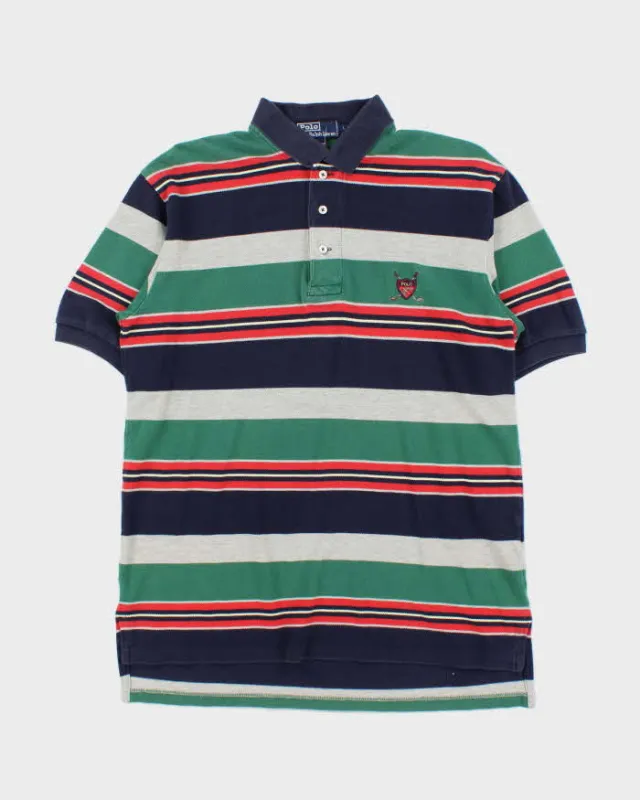 Vintage Early 1990s Polo Ralph Lauren Striped Polo Shirt - L sold by Rokit