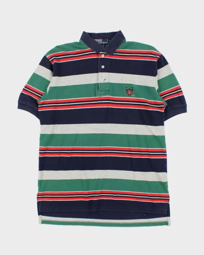 Vintage Early 1990s Polo Ralph Lauren Striped Polo Shirt - L sold by Rokit