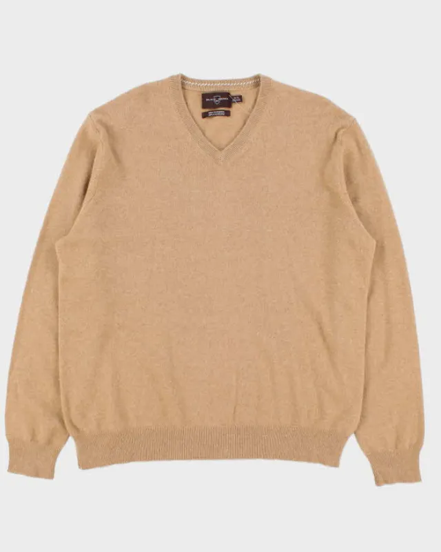 Vintage Black & Brown 1826 Cashmere V-Neck Knit Jumper - XL sold by Rokit