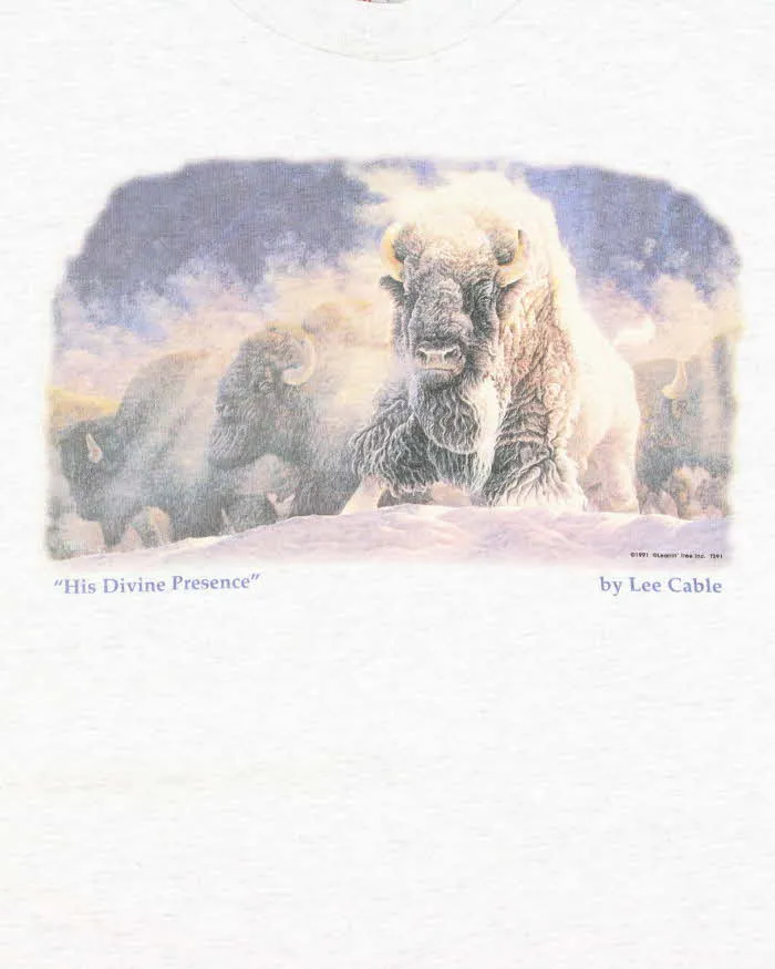 Vintage 1991 Oneita Power-T Single Stitch Mole Grey Crewneck T-Shirt - L sold by Rokit product image thumbnail 3