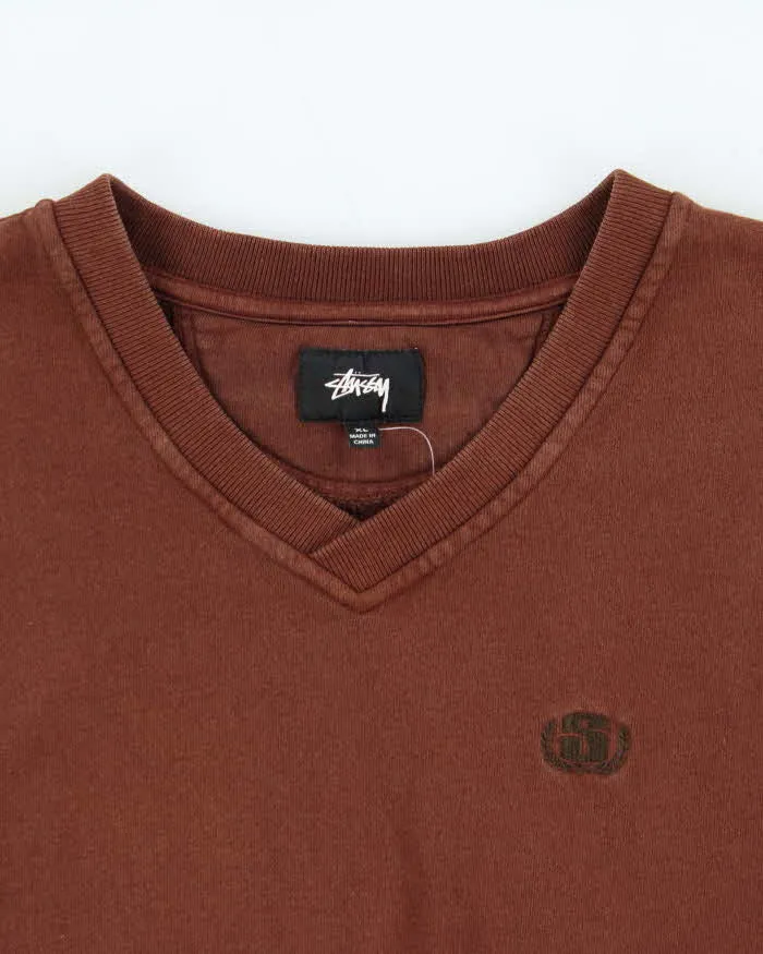 Vintage Stussy Brown Boxy V-Neck Sweater Vest - XL sold by Rokit product image thumbnail 3