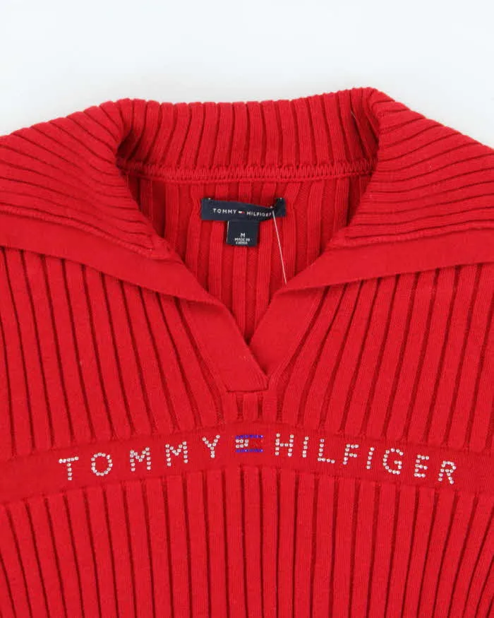 Vintage Y2K 00s Women's Tommy Hilfiger Diamante Collared Ribbed Jumper - M sold by Rokit product image thumbnail 5