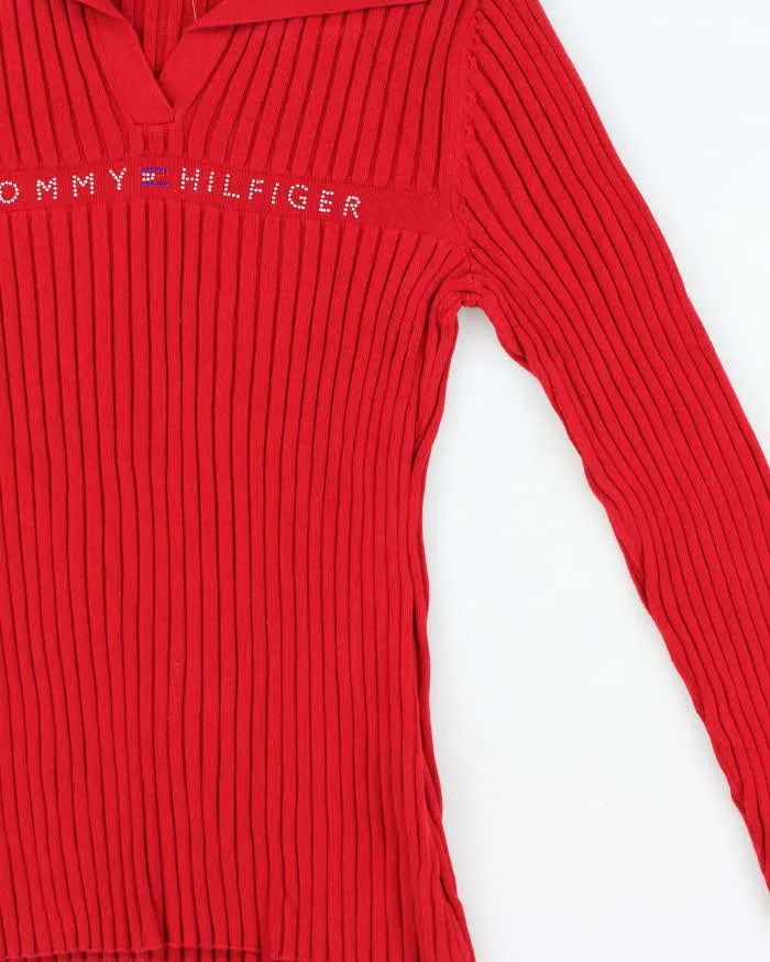 Vintage Y2K 00s Women's Tommy Hilfiger Diamante Collared Ribbed Jumper - M sold by Rokit product image thumbnail 3