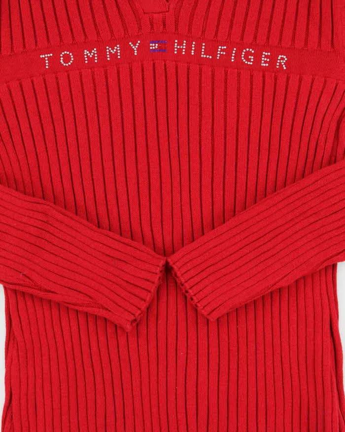 Vintage Y2K 00s Women's Tommy Hilfiger Diamante Collared Ribbed Jumper - M sold by Rokit product image thumbnail 4