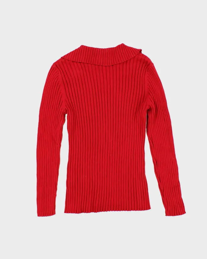 Vintage Y2K 00s Women's Tommy Hilfiger Diamante Collared Ribbed Jumper - M sold by Rokit product image thumbnail 2