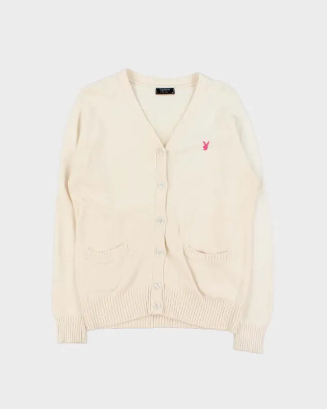 Vintage Y2K 00s Playboy Pale Pink Cotton Knit Cardigan - M sold by Rokit