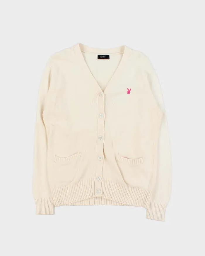 Vintage Y2K 00s Playboy Pale Pink Cotton Knit Cardigan - M sold by Rokit
