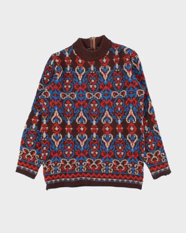 Vintage 1980s Women's Botoner Patterned Wool Knit Jumper - M sold by Rokit