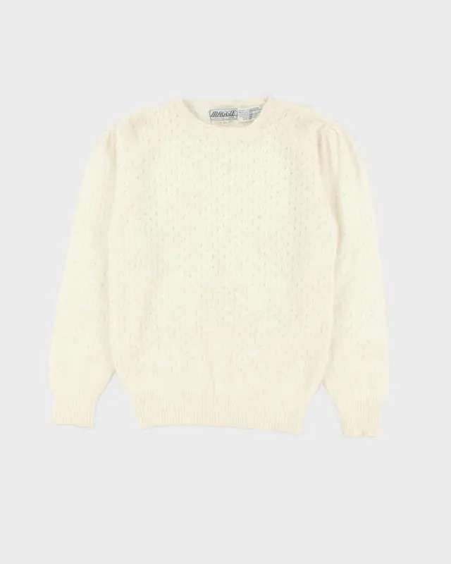 Vintage 1980s Women's Maggie By Jana Angora Lambswool Blend Pearl Detail Knit Sweater - L sold by Rokit