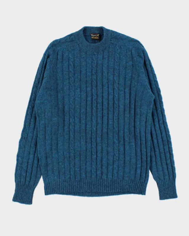 Vintage 1970s Wool Speckled Yarn Ribbed Cable Knit Crewneck Jumper - XL sold by Rokit