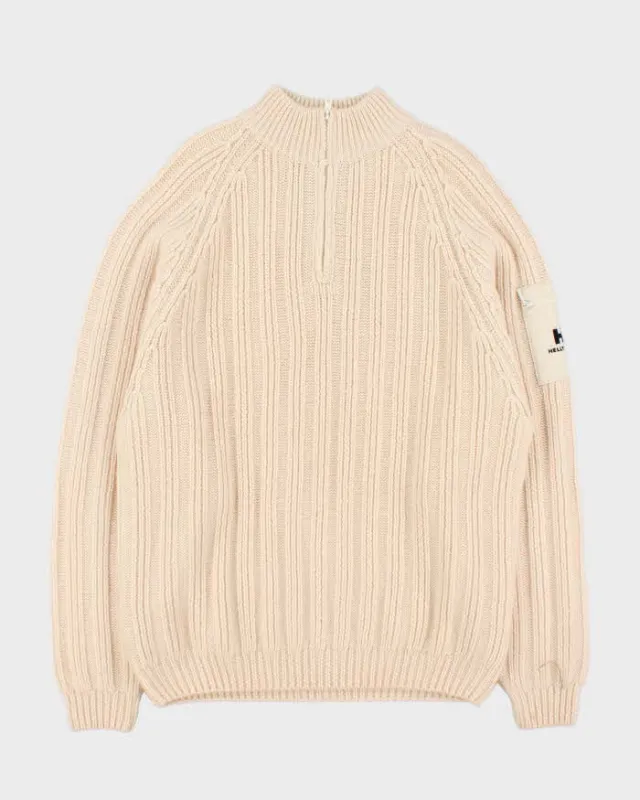 Vintage 00s Helly Hansen Chunky Ribbed Wool Oversized Quarter-Zip Knit Sweater - M made by Helly Hansen