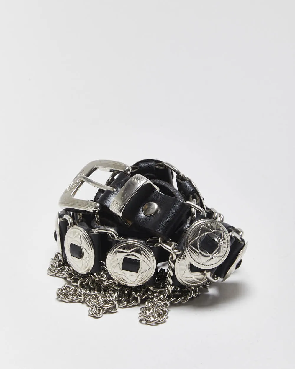 Vintage Chain Detail Leather Belt - W32-W36 sold by Rokit