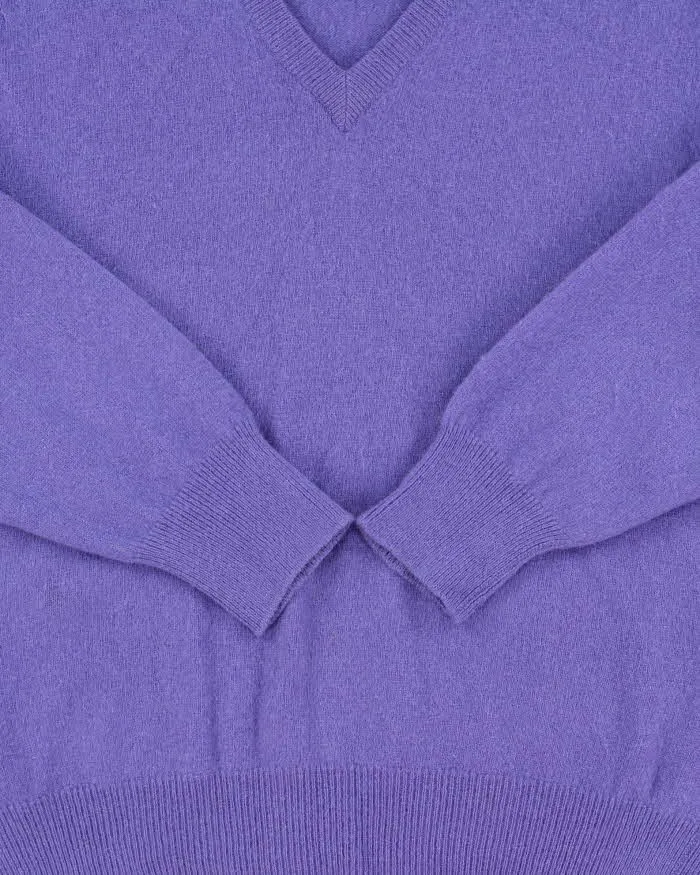 Vintage 1990s Snowlotus Purple Cashmere V-Neck Knit Jumper - M sold by Rokit product image thumbnail 4