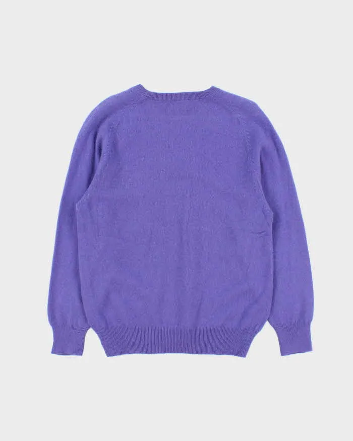 Vintage 1990s Snowlotus Purple Cashmere V-Neck Knit Jumper - M sold by Rokit product image thumbnail 2