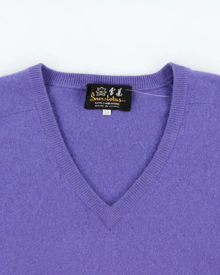 Vintage 1990s Snowlotus Purple Cashmere V-Neck Knit Jumper - M sold by Rokit product image thumbnail 5