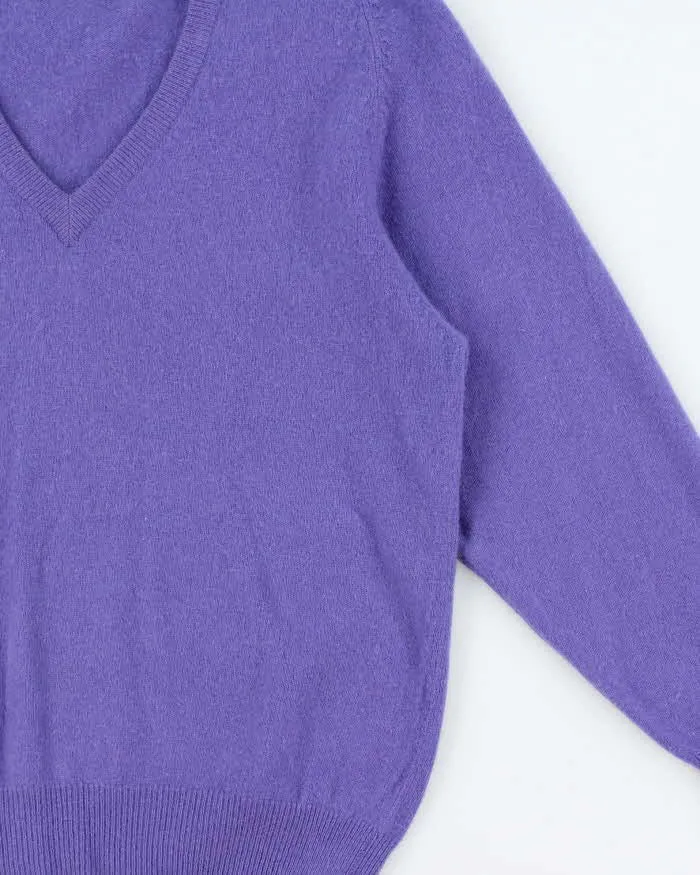Vintage 1990s Snowlotus Purple Cashmere V-Neck Knit Jumper - M sold by Rokit product image thumbnail 3