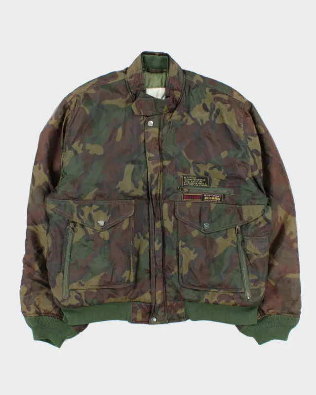 Vintage 1990s Dogs Fights Japan Camouflage Flight Bomber Jacket - L sold by Rokit