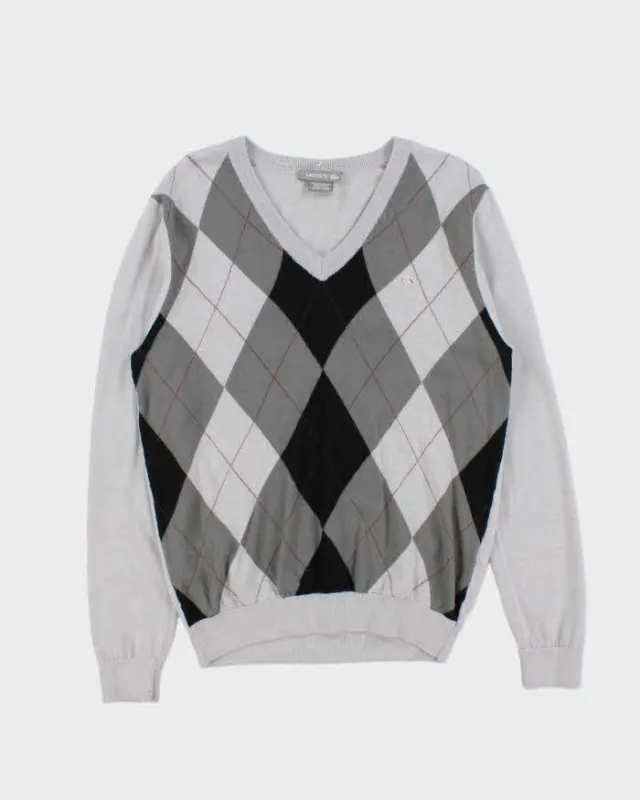 Vintage Y2K 00s Lacoste Soft Lambswool V-Neck Argyle Knit Sweater - L sold by Rokit