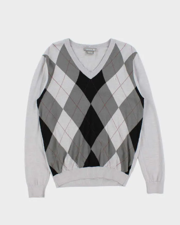 Vintage Y2K 00s Lacoste Soft Lambswool V-Neck Argyle Knit Sweater - L sold by Rokit