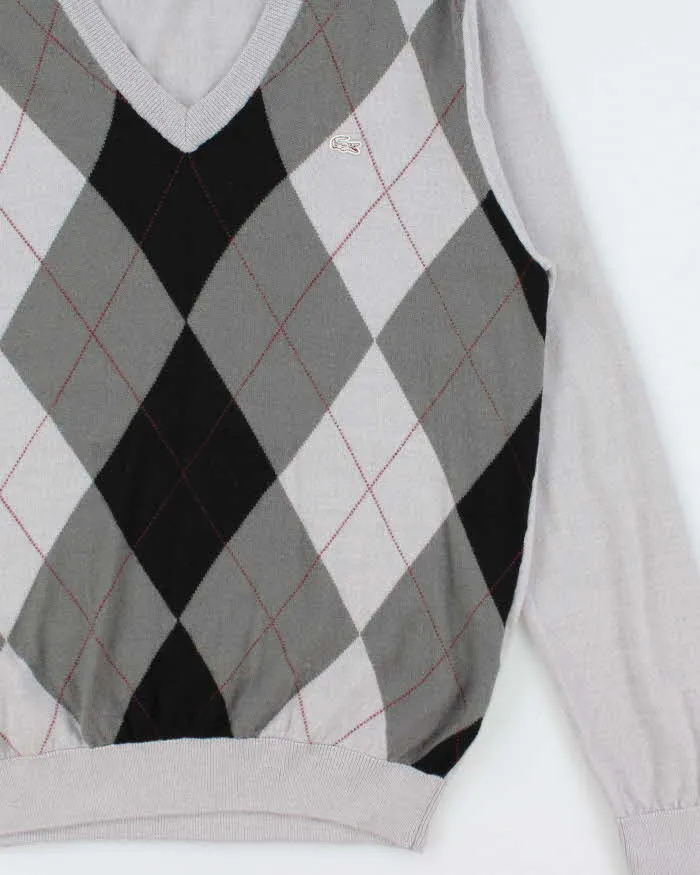 Vintage Y2K 00s Lacoste Soft Lambswool V-Neck Argyle Knit Sweater - L sold by Rokit product image thumbnail 3