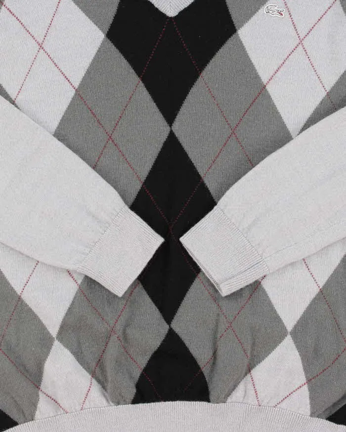 Vintage Y2K 00s Lacoste Soft Lambswool V-Neck Argyle Knit Sweater - L sold by Rokit product image thumbnail 4
