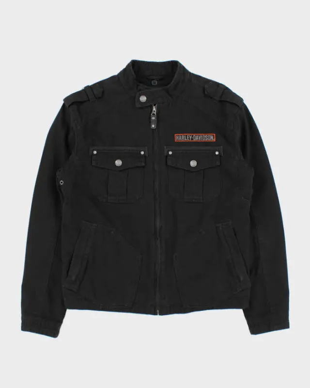 Vintage Y2K Harley Davidson Embroidered Cafe Racer Moto Jacket - S sold by Rokit