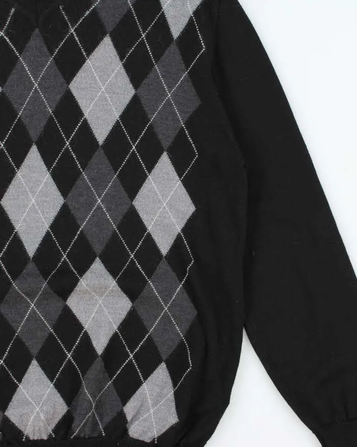 Vintage 00s Marco Fiori Merino Wool V-Neck Argyle Knit Jumper - L sold by Rokit product image thumbnail 3